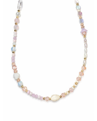 Pink Sweetheart Mini Medley Necklace, with Tiny Pearls and Hearts