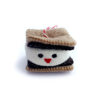 Smiling S'mores Felt Wool Holiday Ornament