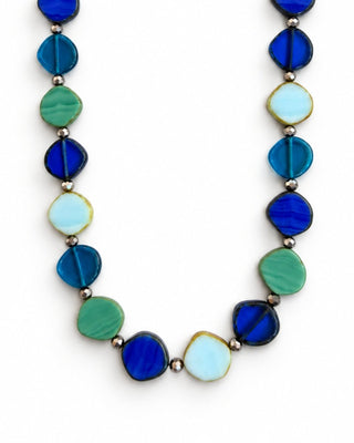 Ocean Mix Beaded Necklace, Small Circle Glass Beaded Necklace
