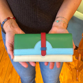 Color Block Recycled Leather Wallet