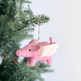Flying Pig Felt Ornament