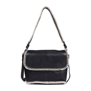 Black Handcrafted Leather Shoulder Bag & Crossbody