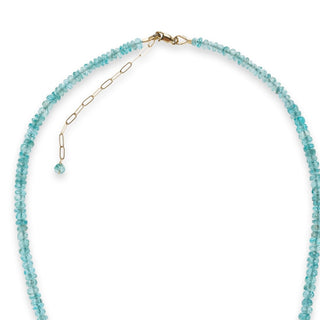 Martha's Vineyard Pendant Necklace Apatite Gemstone closure and clasp 14k solid gold