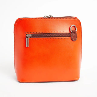 Orange Mini Structured Italian Leather Crossbody Bag