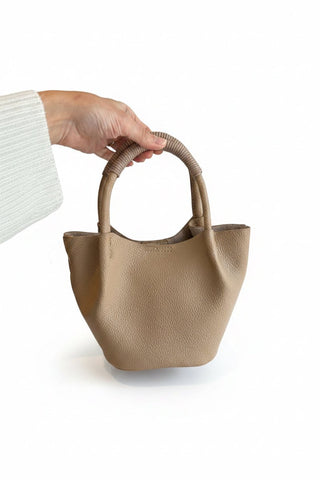 Beige Rope Handle Textured  Tote