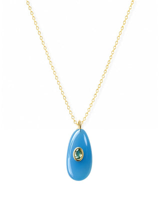Blue chalcedony pendant with peridot