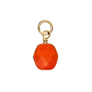 Bright orange 6mm crystal charm on gold