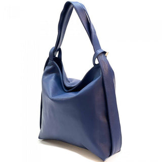 Blue Leather  handbag backpack on a white background