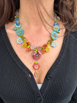 Festive Flower Bomb Statement Necklace - "Overgrown and Overdressed"