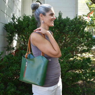 Periwinkle Leather Convertible Backpack & Tote Bag, Italian Leather Handbag