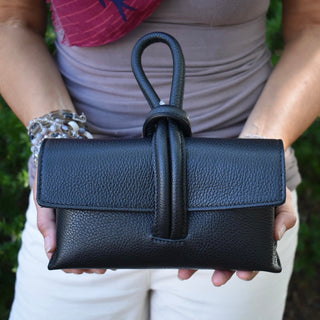 Black Modern Leather Clutch & Crossbody