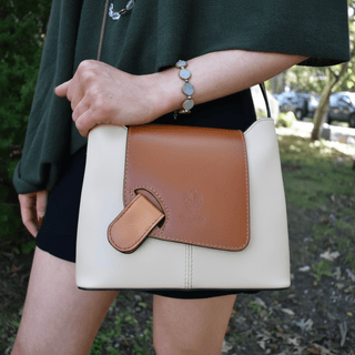 Structured Italian Leather Crossbody Bag, Cascino
