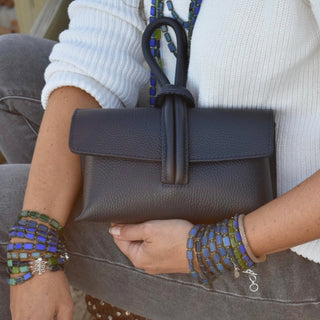 Black Modern Leather Clutch & Crossbody