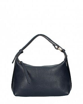 Dark Navy Blue leather handbag on a white background  