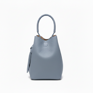 Dusty Blue Leather Bucket Bag