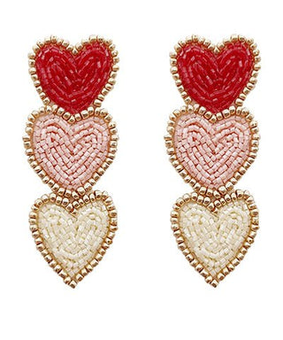 Red & Pink Valentine's Day Heart Drop Earrings