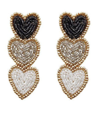 Black & Gold Valentine's Day Heart Drop Earrings