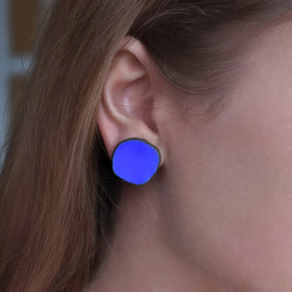 Royal Blue Circle Glass Beaded Large Stud Earrings