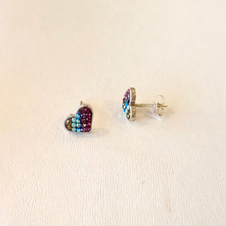 Carnival Multi Mosaic Crystal Heart Stud Earrings