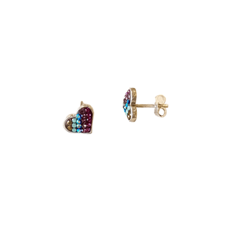 Carnival Multi Mosaic Crystal Heart Stud Earrings