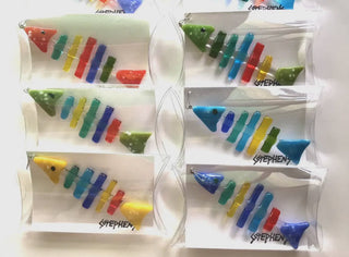 Fishbone Handcrafted Fused Glass Holiday Ornament