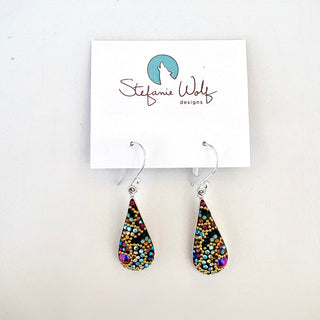 Mosaic Crystal Earrings, Elongated Teardrop, Large