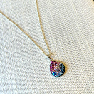 Mosaic Crystal Pendant Necklace, Teardrop