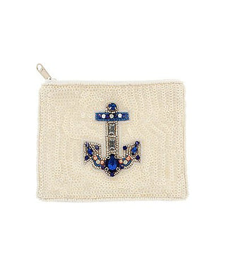 Anchor Beaded Coin Pouch