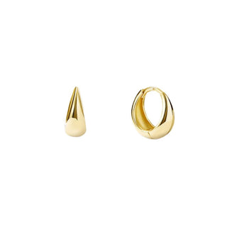 Teardrop Huggie Hoop Earrings Gold Vermeil on white background