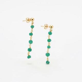 Green Onyx Chain drop earrings on gold