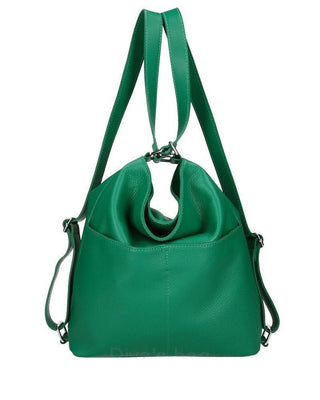 Green handbag with a strap on a white background