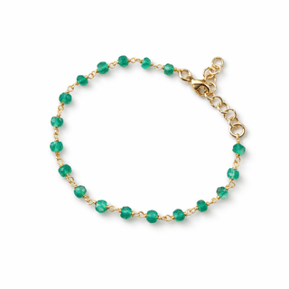 Green onyx beaded chain bracelet on gold