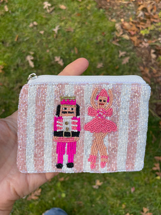 Holiday beaded coin pouch  