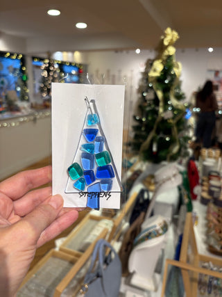 Tree Handcrafted Fused Glass Holiday Ornament