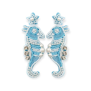 Seahorse Beaded Vacation Drop Earrings, SALE