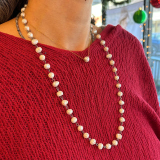 White Freshwater Pearl Eyeglass Chain Necklace