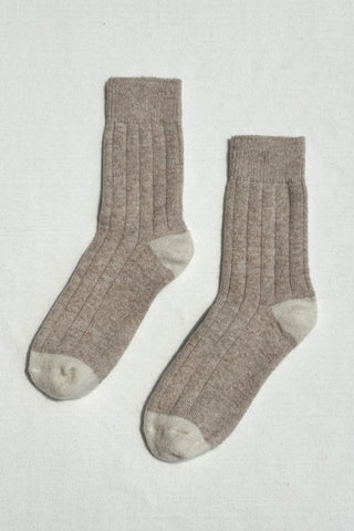 Beige Tan Cashmere Blend Socks