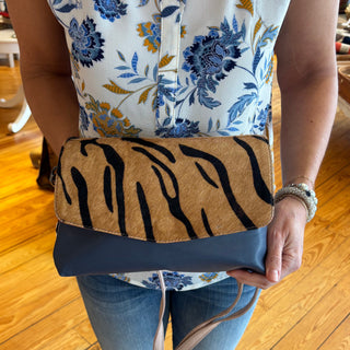One of a Kind Recycled Leather + Animal Print Reversible Crossbody Handbag, Victoria