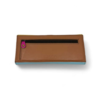 Color Block Recycled Leather Wallet, Mustard