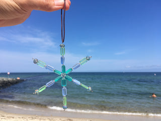 Seaglass Handmade Beaded Snowflake Ornament