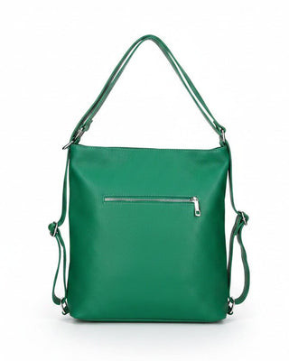 Italian Leather Green Convertible Backpack Handbag