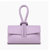 A light purple Italian leather clutch handbag with a top handle and a central bow detail, shown against a plain white background.