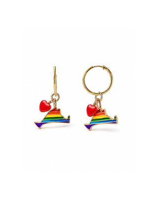 Marthas Vineyard Pride Rainbow Heart Hoop Earrings