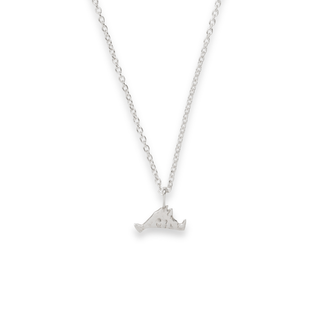 Marthas Vineyard Sterling Silver Island Pendant Necklace on White Background