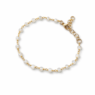 Moonstone beaded chain bracelet on gold