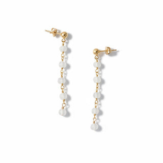 Moonstone chain drop earrings on gold