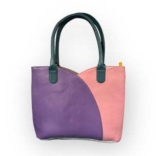 Purple and Pink Recycled Leather Reversible Tote Bag, Valeria