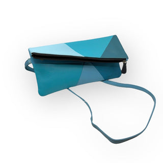 Turquoise Recycled Leather Colorblock Envelope Crossbody Bag, Mila