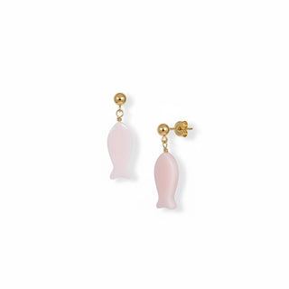 Pink Fish Earrings on Gold fill ball