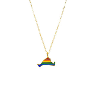 Necklace with a colorful pendant on a white background